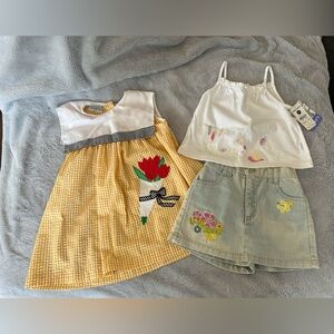 New NWT bundle of girls clothes dress, skort and top 
size 4